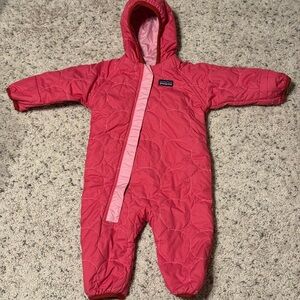 Patagonia Pink Quilted Reversable Baby Snowsuit